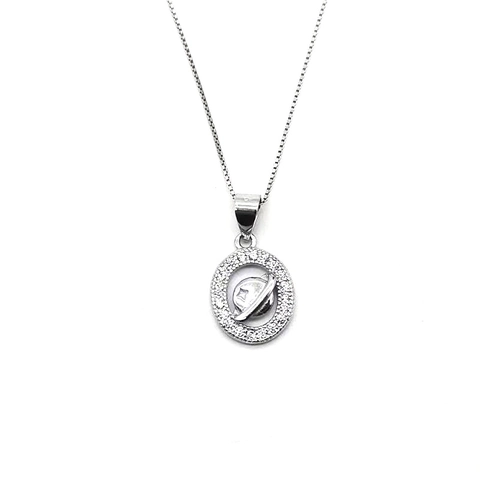 Collana Minimalista con Pendente Pianeta in Argento Sterling 925 con Zirconi Intarsiati Tema Galassia Gioielli per Donna