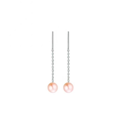Orecchini a Filo in Argento Sterling 925 con Perle d'Acqua Dolce Eleganti Orecchini a Pendente per Donna Gioielli Moda