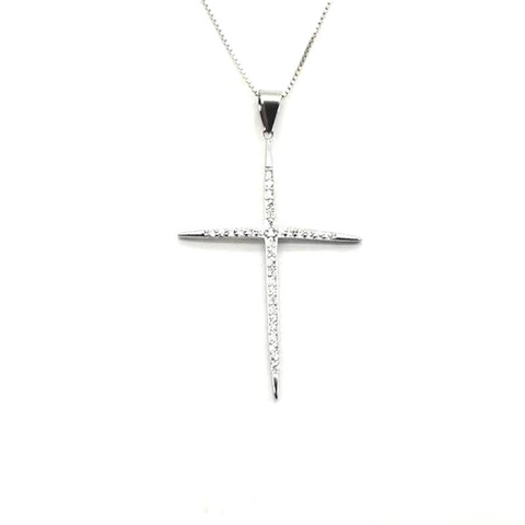 Collana con Pendente a Croce in Argento Sterling 925 e Zirconia per Donna Uomo Moda Intarsiata di Zirconia Gioielli Religiosi Collana a Croce Argento