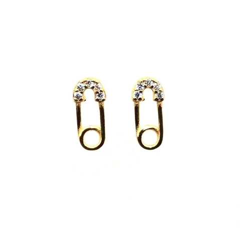 925 Sterlingsilber Vergoldete Sicherheitsnadel Ohrstecker Minimalistisch Zirkonia Eingelegt Büroklammer Ohrringe Damen Schmuck
