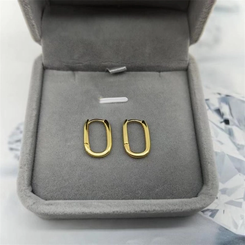 925 Sterling Silver Oval Hoop Earrings For Women Minimalist Smooth Surface Geometric Ear Rings Gold Silver Jewelry