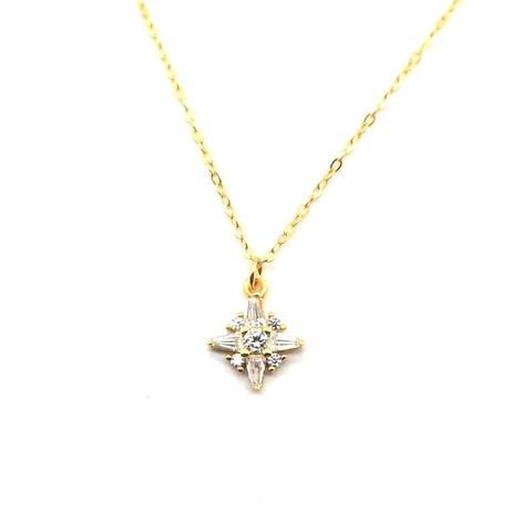 Collier Pendentif Étoile à Huit Branches en Argent Sterling 925 Plaqué Or Femme Zirconia Bijoux pour Femme