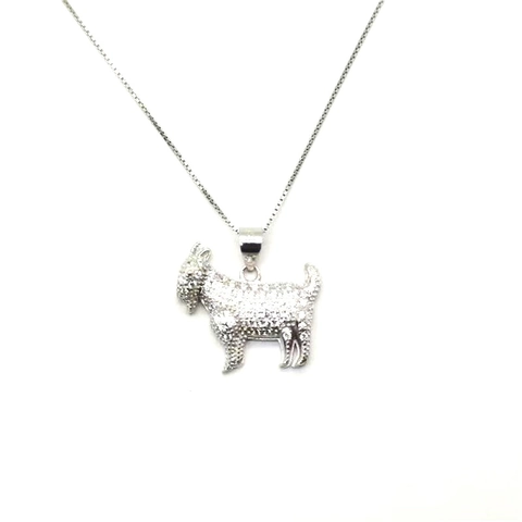 Collana Con Ciondolo a Forma di Capra in Argento Sterling S925 Con Zirconia per Donna Uomo Hip Hop Gioielli Zodiaco Regalo
