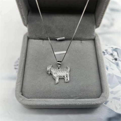 Collana Con Ciondolo a Forma di Capra in Argento Sterling S925 Con Zirconia per Donna Uomo Hip Hop Gioielli Zodiaco Regalo