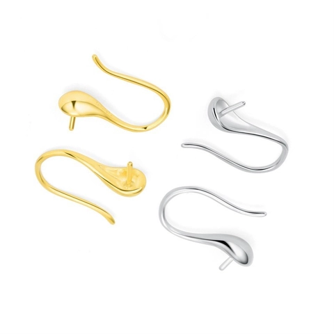 S925 Sterling Silver Earring Hooks Only Without Pearl Fashion Korean Style DIY Earring Empty Holder Jewelry Findings For Women