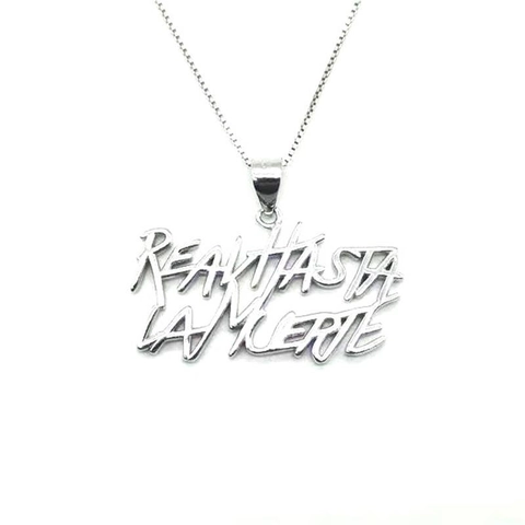 Collana con Pendente a Lettera Real Hasta La Muerte in Argento Sterling 925 per Uomo Donna Gioielli Hip Hop Streetwear Regalo