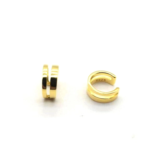 Ear Cuff de Doble Capa de Plata de Ley 925 Minimalista Para Hombre Mujer Chapado en Oro En Forma de U Joyería