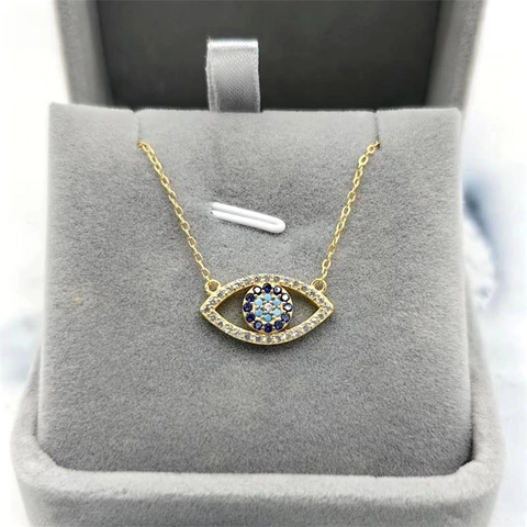 925 Sterling Silver Evil Eye Pendant Necklace Zirconia Inlaid Fashion Nazar Amulet Clavicle Chain Jewelry For Women Gift