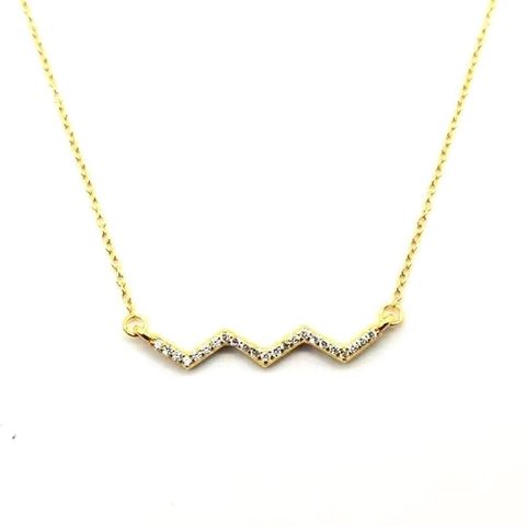 Collana con Pendente a Onda di Battito Cardiaco in Argento Sterling 925 per Donna Elegante Collana a Catena con Strass Gioielli