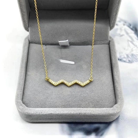 Collana con Pendente a Onda di Battito Cardiaco in Argento Sterling 925 per Donna Elegante Collana a Catena con Strass Gioielli