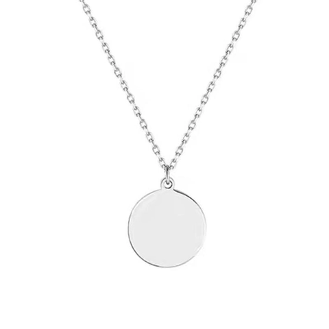 Minimalist 925 Sterling Silver Round Plate Pendant Necklace For Women Polished Disc Chain Jewelry Gold Silver Plated
