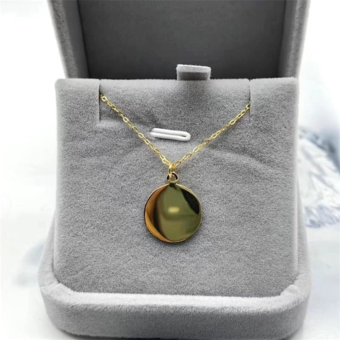 Minimalist 925 Sterling Silver Round Plate Pendant Necklace For Women Polished Disc Chain Jewelry Gold Silver Plated