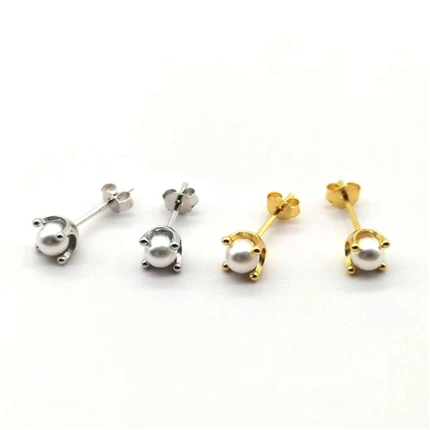 925 Sterling Zilver Vierpootzetting Kunstparel Oorknopjes Voor Vrouwen Koreaanse Minimalistische Licht Luxe Sieraden Elegant Cadeau