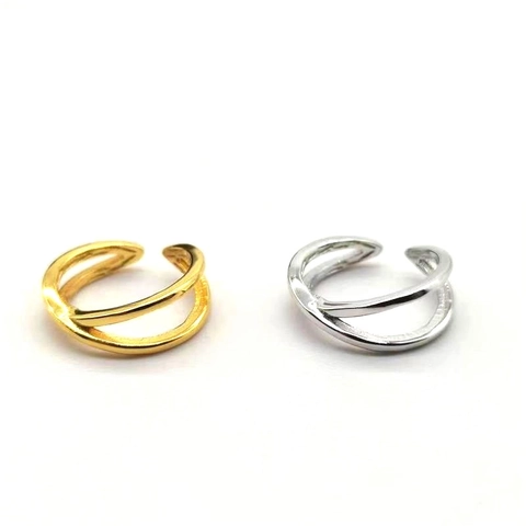 925 Sterlingsilber Unregelmäßiges Kreuz Ohrclip Für Damen Herren Doppelschicht Ohne Piercing Minimalistisch Chic Ear Cuff Schmuck