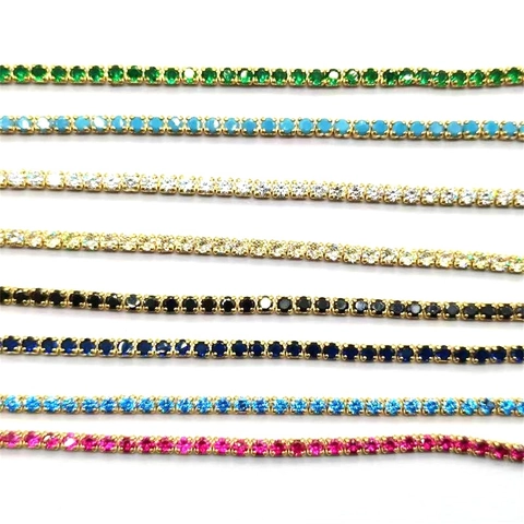 925 Sterling Silver Zirconia Tennis Necklace Gold Plated Sparkling Colored Stone Clavicle Chain Jewelry Gift For Women