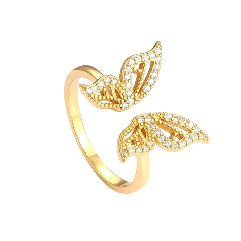 S925 Sterling Silver Butterfly Open Ring For Women Trendy Zirconia Inlaid Adjustable Finger Jewelry Light Luxury Style Gift