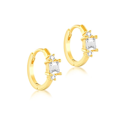 S925 Sterlingsilber Geometrische Zirkonia Ohrringe Für Damen Smaragdschliff Stein Gold Silber Galvanisiert Minimalistischer Schmuck