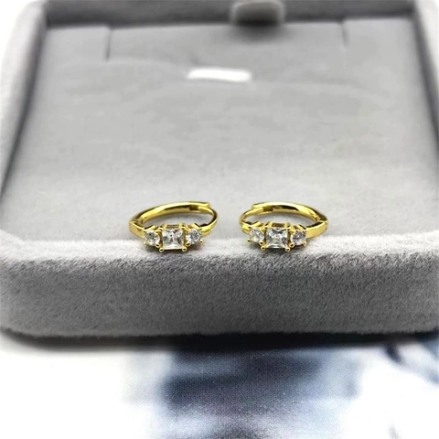 S925 Sterlingsilber Geometrische Zirkonia Ohrringe Für Damen Smaragdschliff Stein Gold Silber Galvanisiert Minimalistischer Schmuck