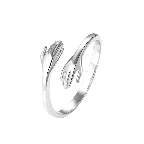 925 Sterlingsilber Umarmende Hände Offener Ring Für Damen Herren Minimalistischer Verstellbarer Ring Kreativer Schmuck