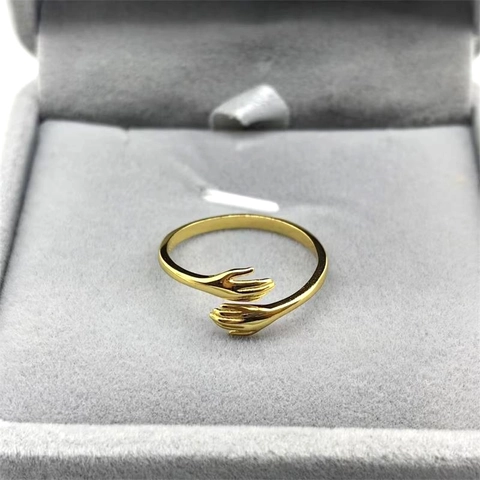 925 Sterlingsilber Umarmende Hände Offener Ring Für Damen Herren Minimalistischer Verstellbarer Ring Kreativer Schmuck