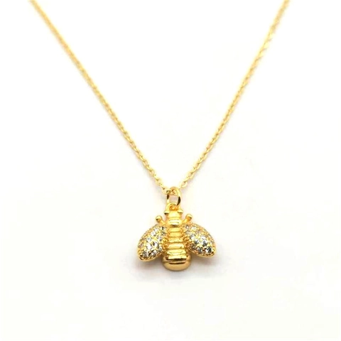 S925 Sterling Silver Bee Pendant Necklace For Women Personalized Zirconia Inlaid Animal Clavicle Chain Fashion Jewelry Gift