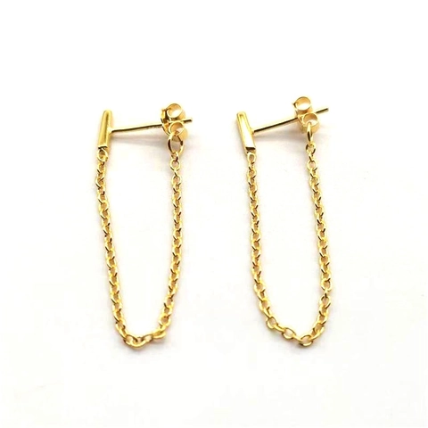 Orecchini a Catena in Argento Sterling 925 Minimalisti per Donna Placcati in Oro T-Bar Geometrici Pendenti a Forma di U Gioielli