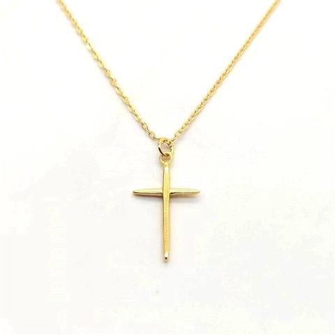 Collar de Plata de Ley 925 con Colgante de Cruz Minimalista Chapado en Oro Plata Joyería Religiosa Cristiana para Hombre Mujer
