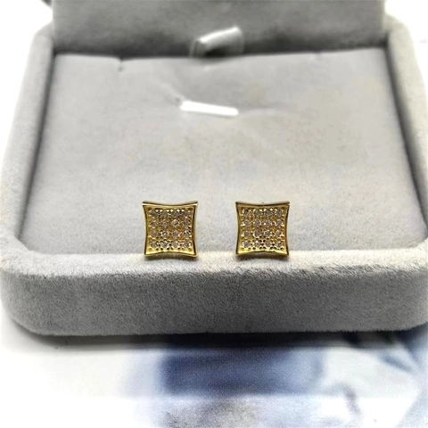 Luxury 925 Sterling Silver Square Zirconia Stud Earrings For Women Men Geometric Pave Sparkling Zircon Studs Fashion Jewelry