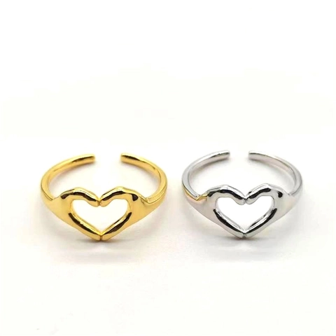 925 Sterling Silver Heart Hands Gesture Ανοιχτό Δαχτυλίδι Ρυθμιζόμενο Δημιουργικό Λείο Μόδα Μετακίνησης Κοσμήματα Δώρο Για Γυναίκες