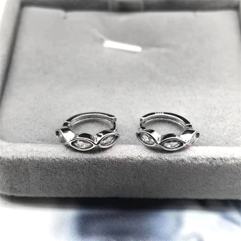 925 Sterling Zilveren Marquise Strass Huggie Hoop Oorbellen Minimalistisch Geometrisch Sieraden Cadeau
