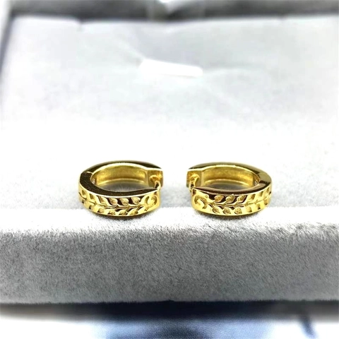 Minimalist 925 Sterling Silver Leaf Pattern Hoop Earrings Engraved Small Circle Ear Buckle Fashion Jewelry Gift For Women Men