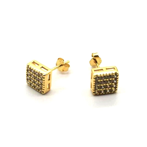 Orecchini a Bottone Quadrati in Argento Sterling 925 Per Donna Uomo Zirconia Minimalista Geometrico Galvanico Oro Argento Gioielli Regalo