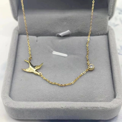 S925 Sterling Silver Swallow Zirconia Pendant Necklace For Women Minimalist Bird Clavicle Chain Gold Silver Plated Jewelry