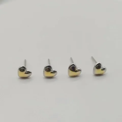 S925 Sterlingsilber Herz Ohrstecker Für Damen Zweifarbig Gold Silber Klein Minimalistisch Romantisch Schmuck Geschenk