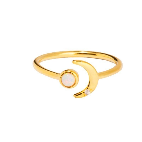 925 Sterlingsilber Mondstein Opal Offener Ring Für Damen Verstellbar Mond Strass Gold Silber Plattiert Mode Finger Schmuck