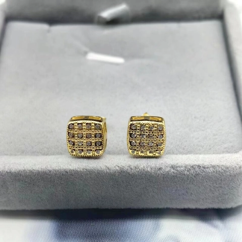 Minimalist S925 Sterling Silver Square Stud Earrings For Women Pave Zirconia Geometric Inlaid Ear Jewelry Gift