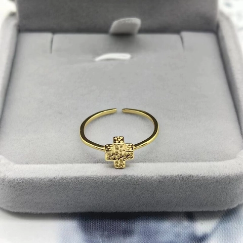 925 Sterling Silver Cross Ring For Women Minimalist Hammered Texture Open Adjustable Geometric Finger Ring Simple Fashion Jewelry