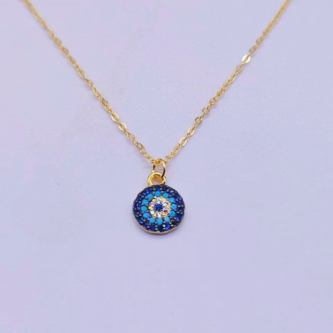 S925 Sterlingsilber Böser Blick Halskette Für Damen Gold Vergoldet Einfach Rund Zirkonia Anhänger Schlüsselbein Kette Schmuck Geschenk