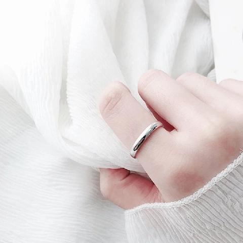S925 Sterling Silver Minimalist Smooth Round Ring For Women Simple Geometric Finger Ring Fashion Jewelry Gold Silver