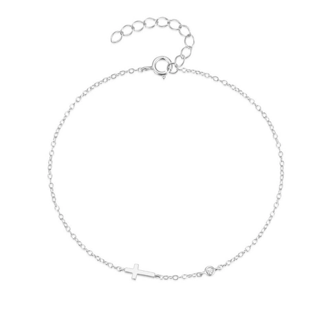 925 Sterlingsilber Kreuz Armband Für Damen Mini Einzelne Zirkonia Eingelegt Verstellbare Kette Armband Elegant Schmuck Geschenk