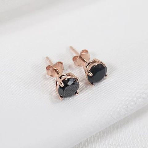 925 Sterlingsilber Schwarze Zirkonia Ohrstecker Für Damen Vier-Krallen-Schliff Minimalistischer Hypoallergener Schmuck Geschenk