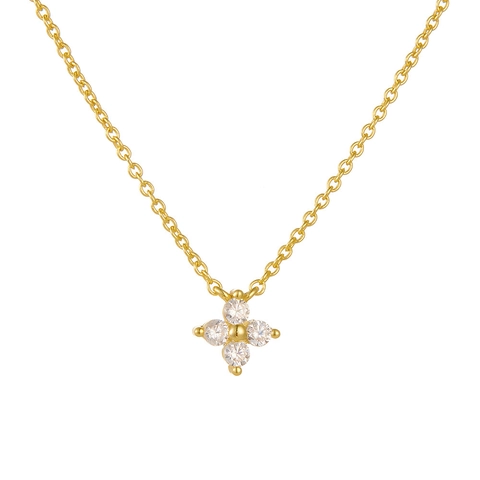 Collar con Colgante de Flor de Trébol de Plata de Ley 925 para Mujer Minimalista Circonia Incrustada Cadena de Clavícula Ajustable