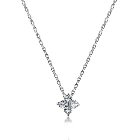 Collar con Colgante de Flor de Trébol de Plata de Ley 925 para Mujer Minimalista Circonia Incrustada Cadena de Clavícula Ajustable