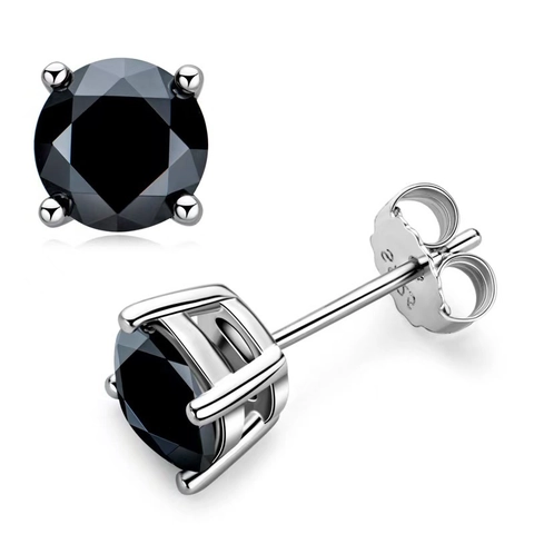 925 Sterlingsilber Schwarze Zirkonia Ohrstecker Für Damen Vier-Krallen-Schliff Minimalistischer Hypoallergener Schmuck Geschenk