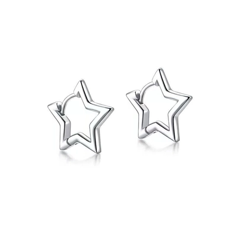 925 Sterlingsilber Stern Hoop Ohrringe Für Damen Minimalistische Geometrische Pentagramm Stern Ohrringe Gold Silber Schmuck