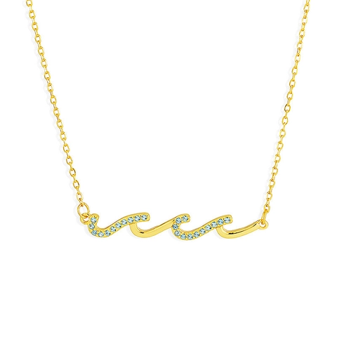 Elegante Collana Con Ciondolo a Onda in Argento Sterling 925 Con Zirconia Intarsiata Gioielli di Moda Minimalista da Donna