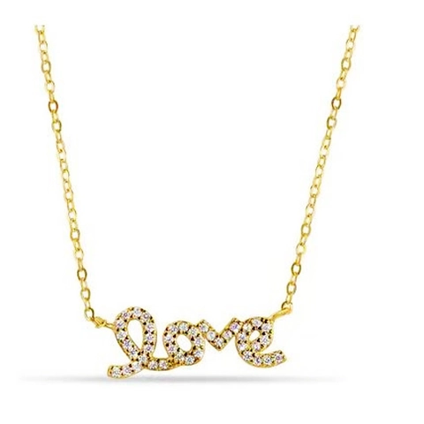 Collana con Ciondolo a Lettera Love in Argento Sterling 925 per Donna Incastonata con Zirconia Scintillante Catena Regolabile Gioielli Eleganti Semplici Regalo