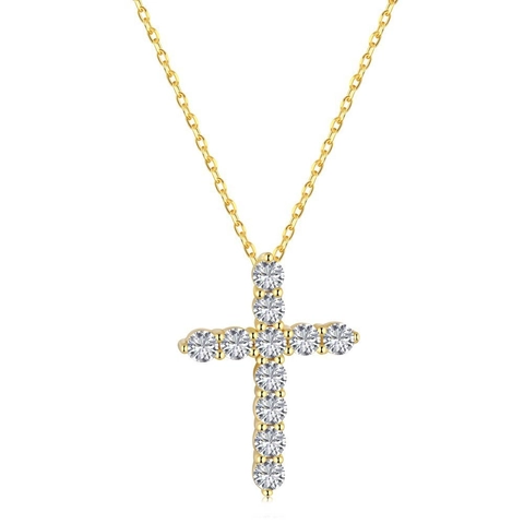 Collana con Ciondolo a Croce in Argento Sterling 925 per Donna con Intarsio in Zirconia Stile Religioso Geometrico Gioielli di Moda