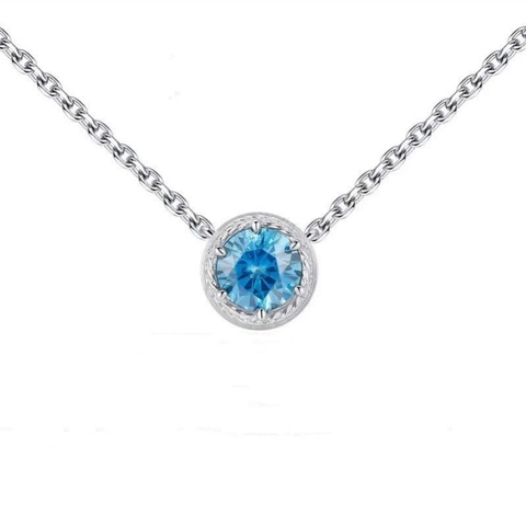Collana con Pendente Portafortuna in Argento Sterling 925 per Donna Tondo Zirconia Corona Cuore Collana con Cavo Intrecciato Gioielli