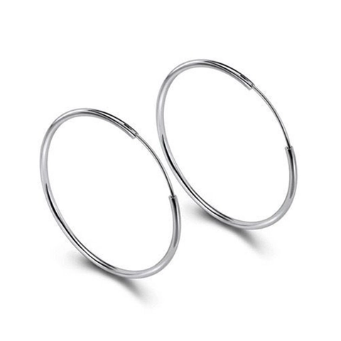 925 Sterling Silver Hoop Earrings For Women Minimalist Geometric Round Circle Earrings High Polished Silver Jewelry Accessory